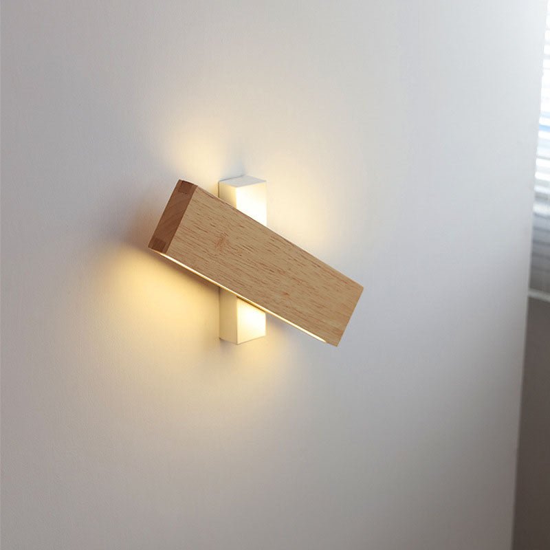 ضوء حائطي LED مستطيل بتشطيب خشبي طبيعي 12 × 6 بوصات | روزاليسا