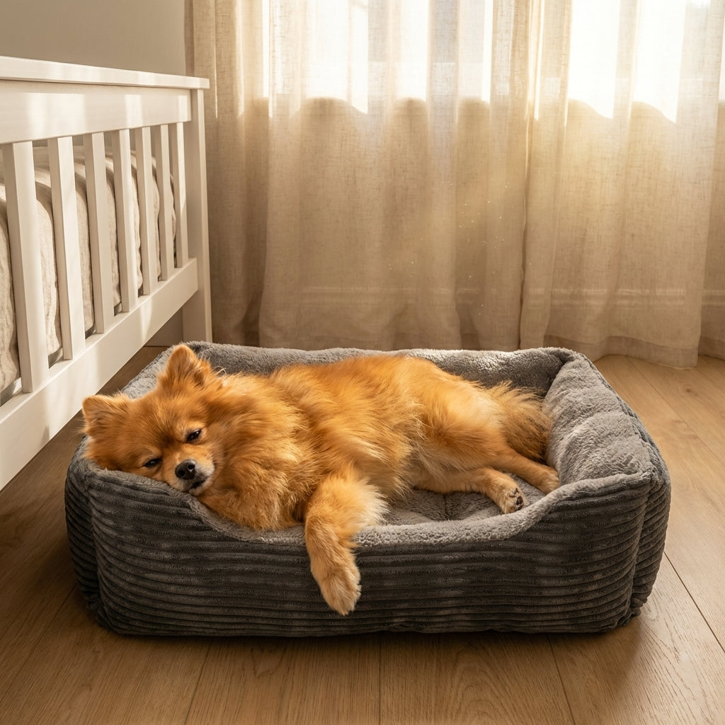 Rechteckiges Plüsch-Hundebett und Katzenbett mit rutschfester Unterseite und maschinenwaschbarem Bezug | Rosalyssa