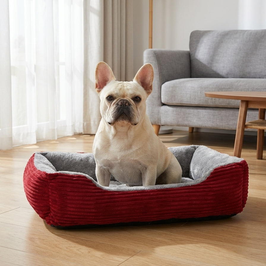 Rechteckiges Plüsch-Hundebett und Katzenbett mit rutschfester Unterseite und maschinenwaschbarem Bezug | Rosalyssa