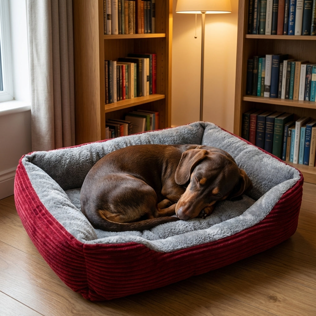 Rechteckiges Plüsch-Hundebett und Katzenbett mit rutschfester Unterseite und maschinenwaschbarem Bezug | Rosalyssa