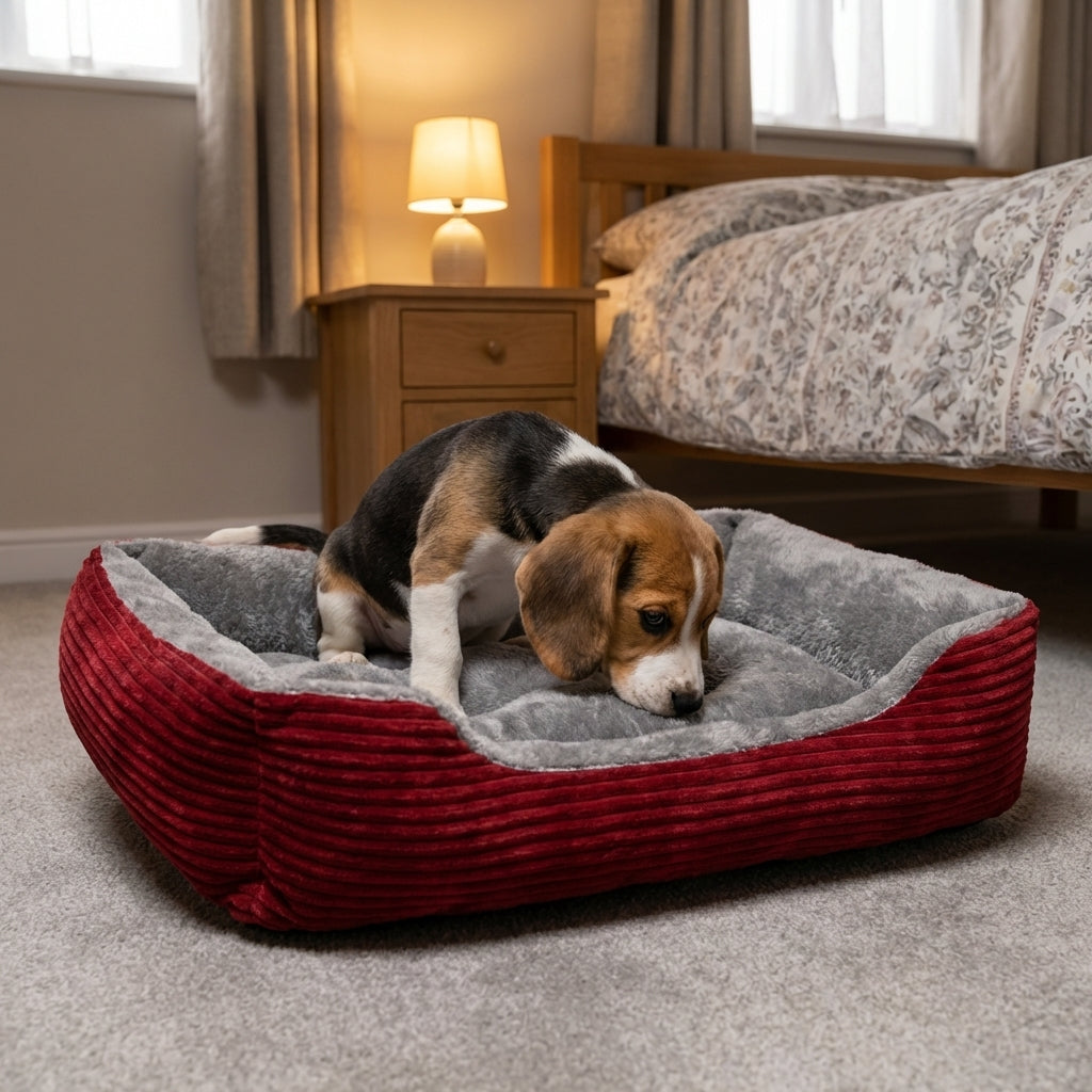 Rechteckiges Plüsch-Hundebett und Katzenbett mit rutschfester Unterseite und maschinenwaschbarem Bezug | Rosalyssa