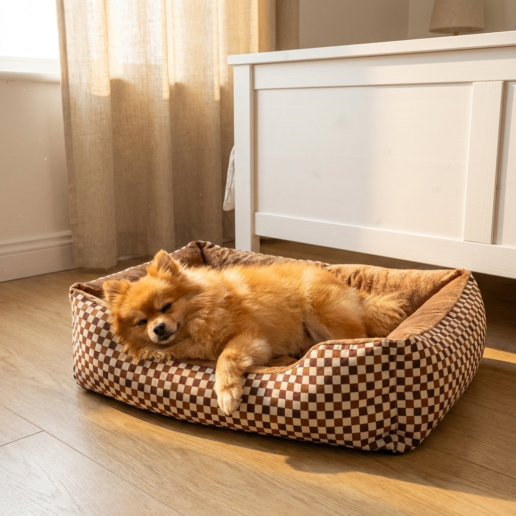 Rechteckiges Plüsch-Hundebett und Katzenbett mit rutschfester Unterseite und maschinenwaschbarem Bezug | Rosalyssa