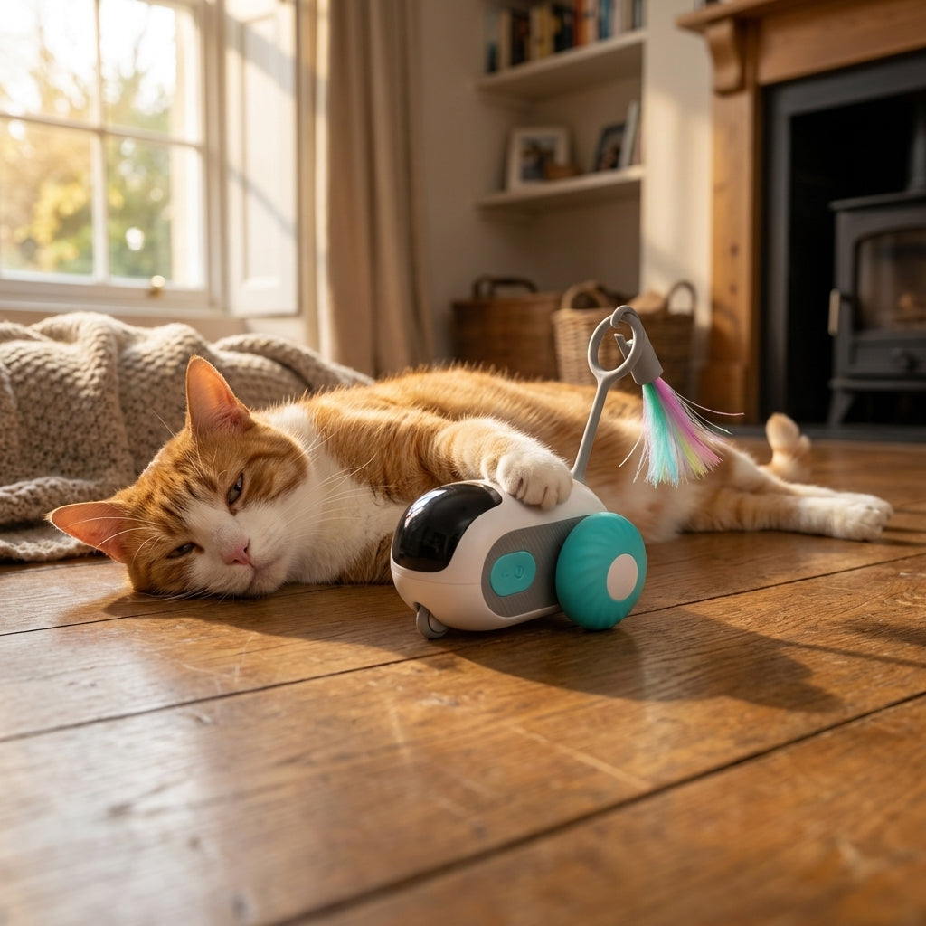 Remote Control Cat Toy With Feather Wand, Two Play Modes | Rosalyssa