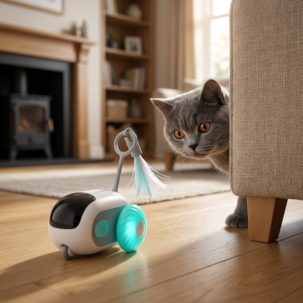 Remote Control Cat Toy With Feather Wand, Two Play Modes | Rosalyssa