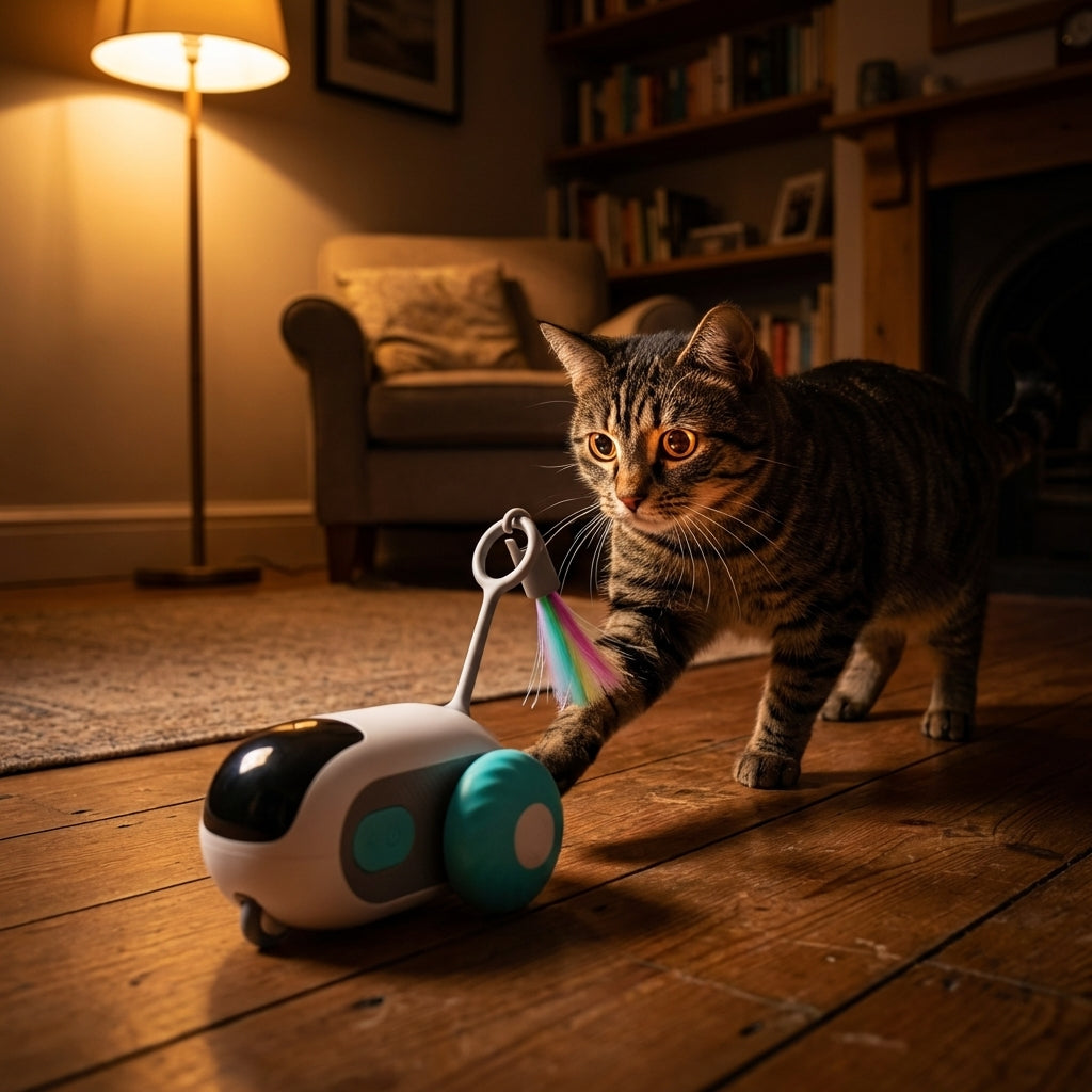 Remote Control Cat Toy With Feather Wand, Two Play Modes | Rosalyssa