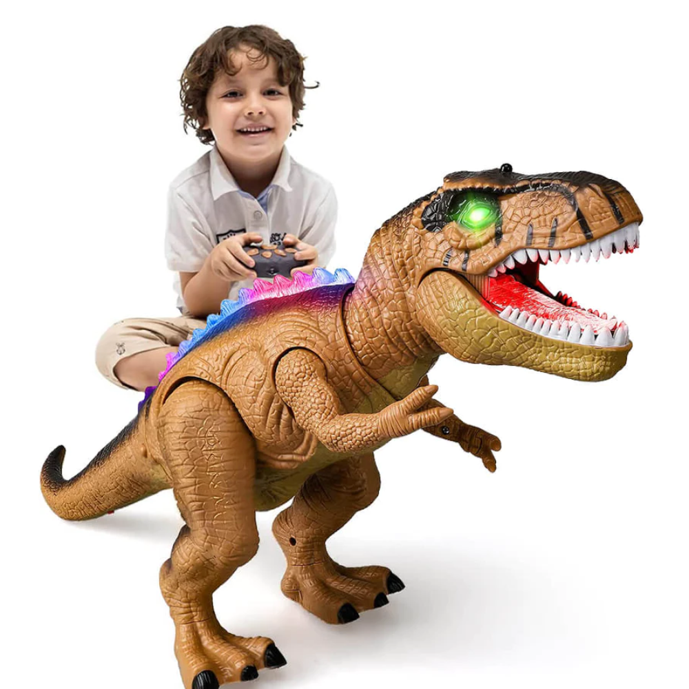 Brinquedo de Dinossauro com Controlo Remoto LED e Ação de Andar e Rugir