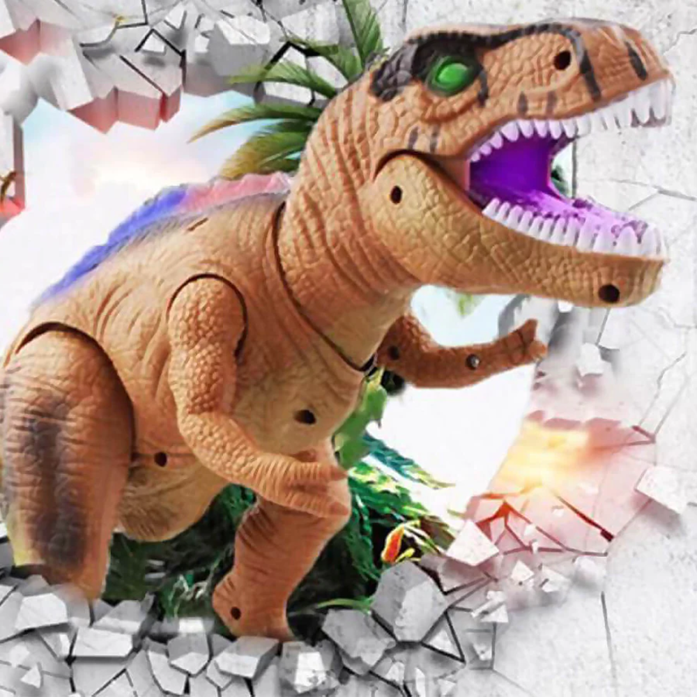 Brinquedo de Dinossauro com Controlo Remoto LED e Ação de Andar e Rugir