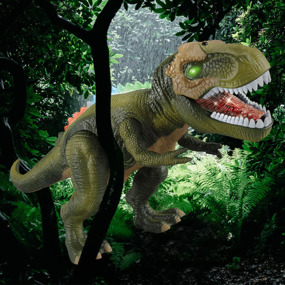 Brinquedo de Dinossauro com Controlo Remoto LED e Ação de Andar e Rugir