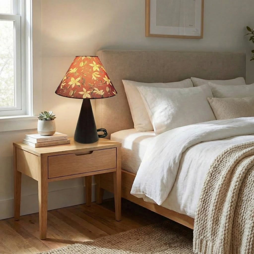 Vintage stofbordlampe med skærm, 14 tommer høj | Rosalyssa