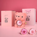 Set regalo orsetto con rosa conservata e scatola espositrice per gioielli