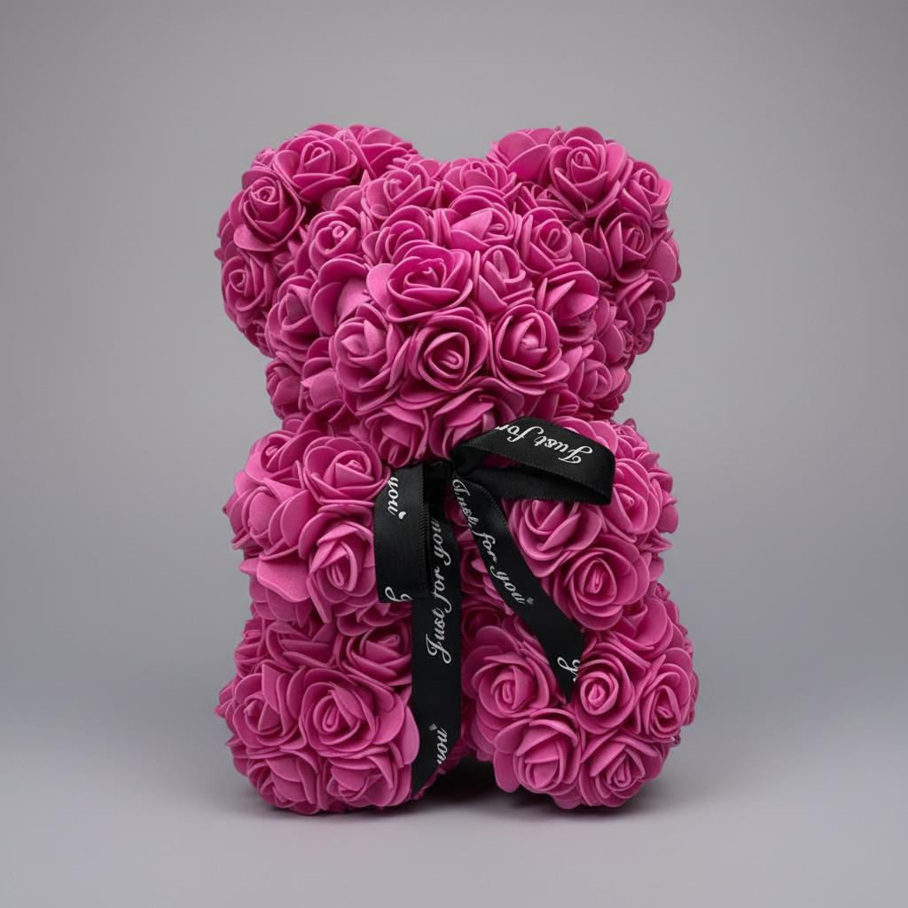 Rose Bear Gift For Mother's Day With Artificial Flower Teddy Decor