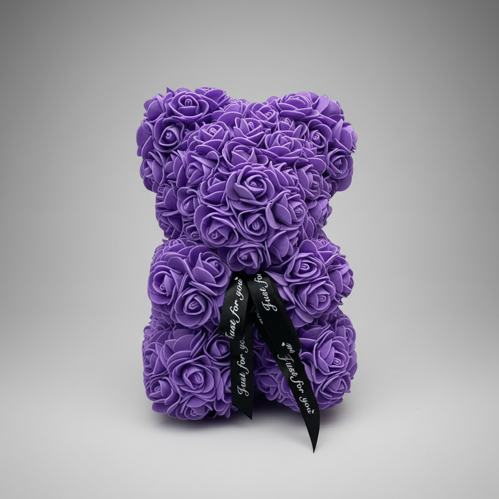 Rose Bear Gift For Mother's Day With Artificial Flower Teddy Decor
