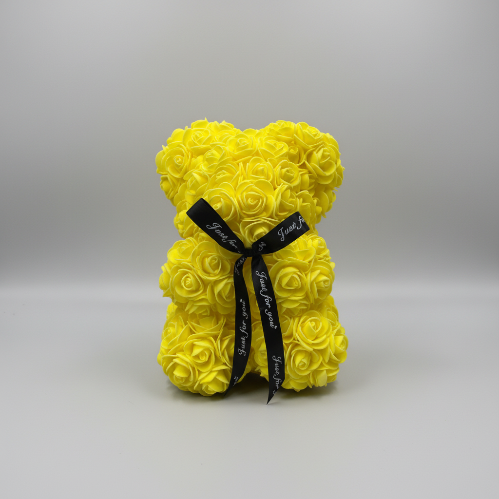 Rose Bear Gift For Mother's Day With Artificial Flower Teddy Decor