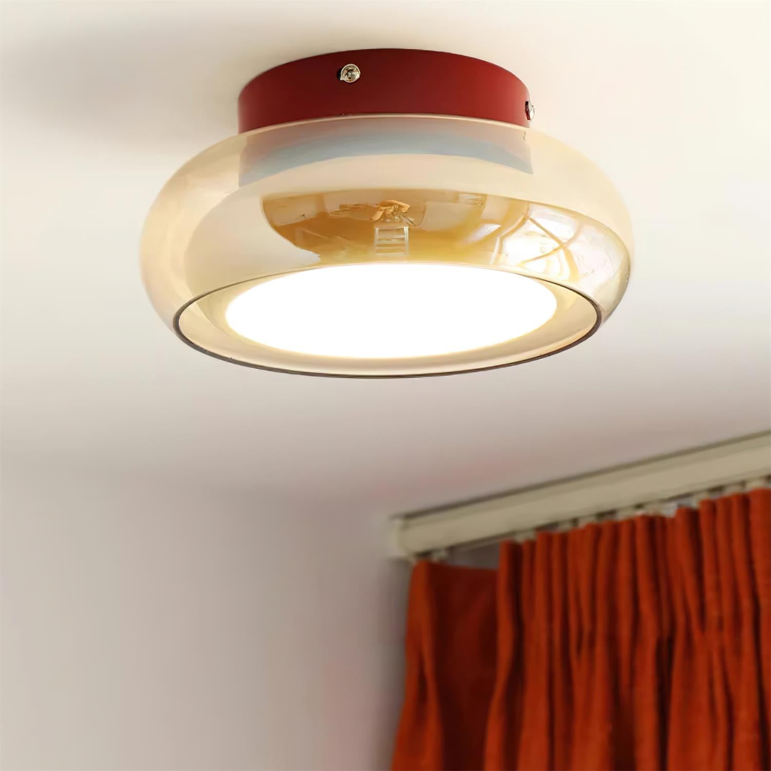 Lampada a soffitto in vetro per cognac con accento rosso e LED a tre colori per soggiorno o camera da letto