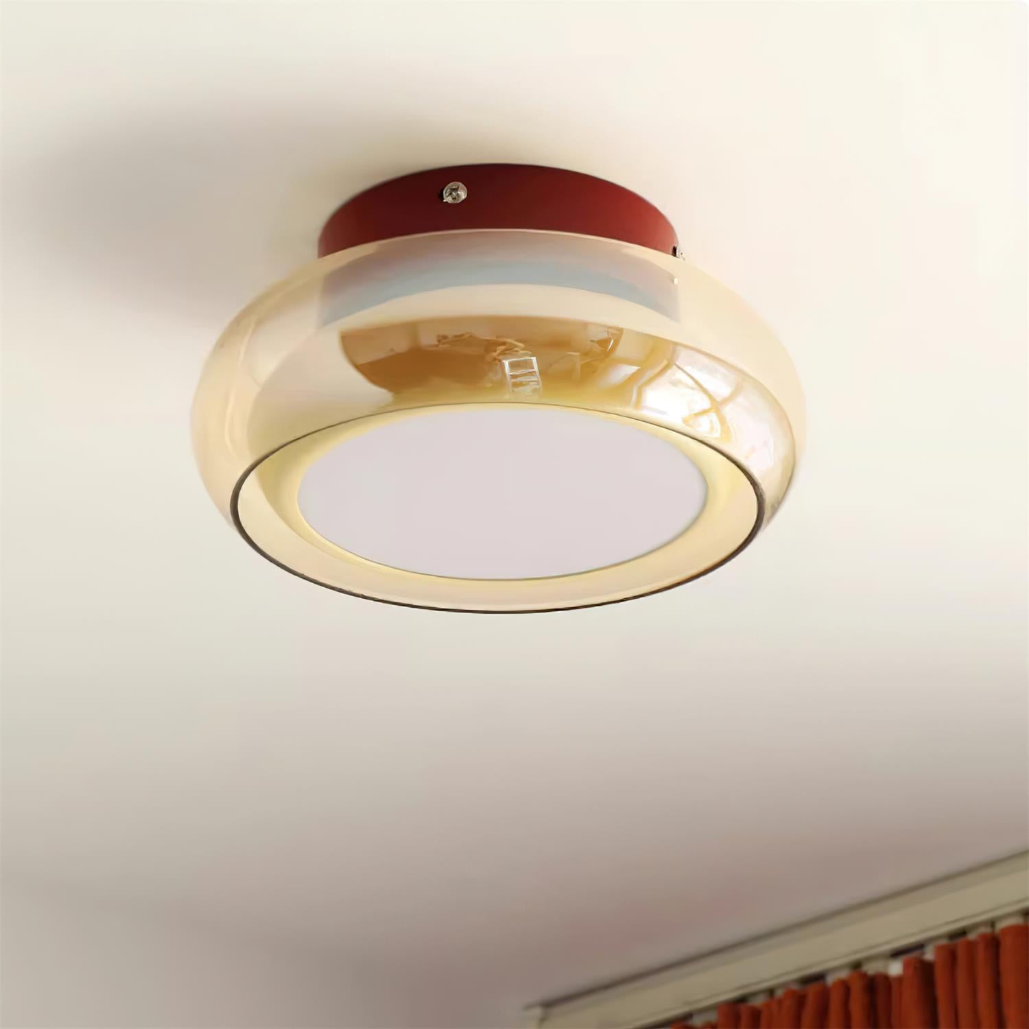 Lampada a soffitto in vetro per cognac con accento rosso e LED a tre colori per soggiorno o camera da letto