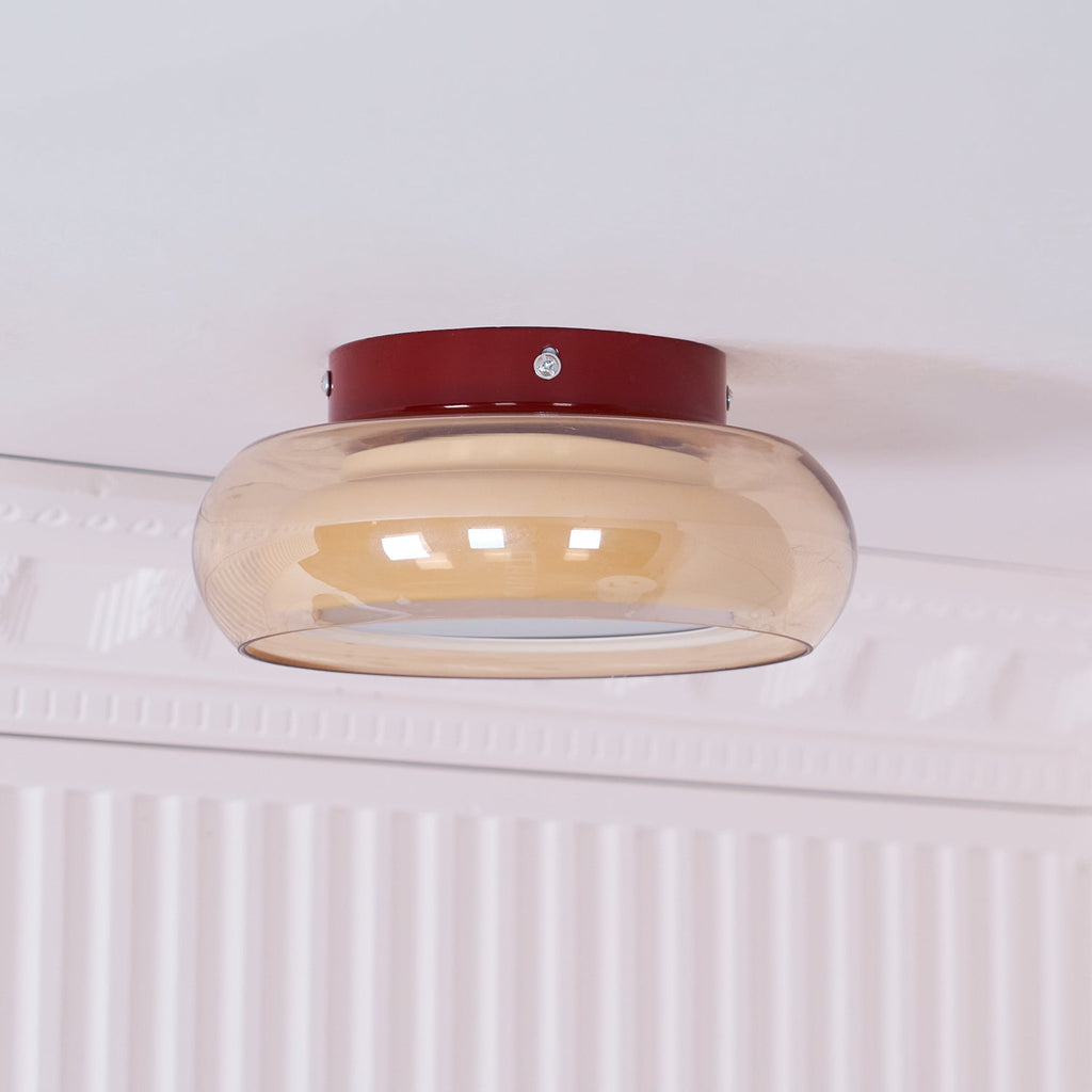 Červnové vintage stropní svítidlo se skleněným stínidlem a LED vestavěným osvětlením