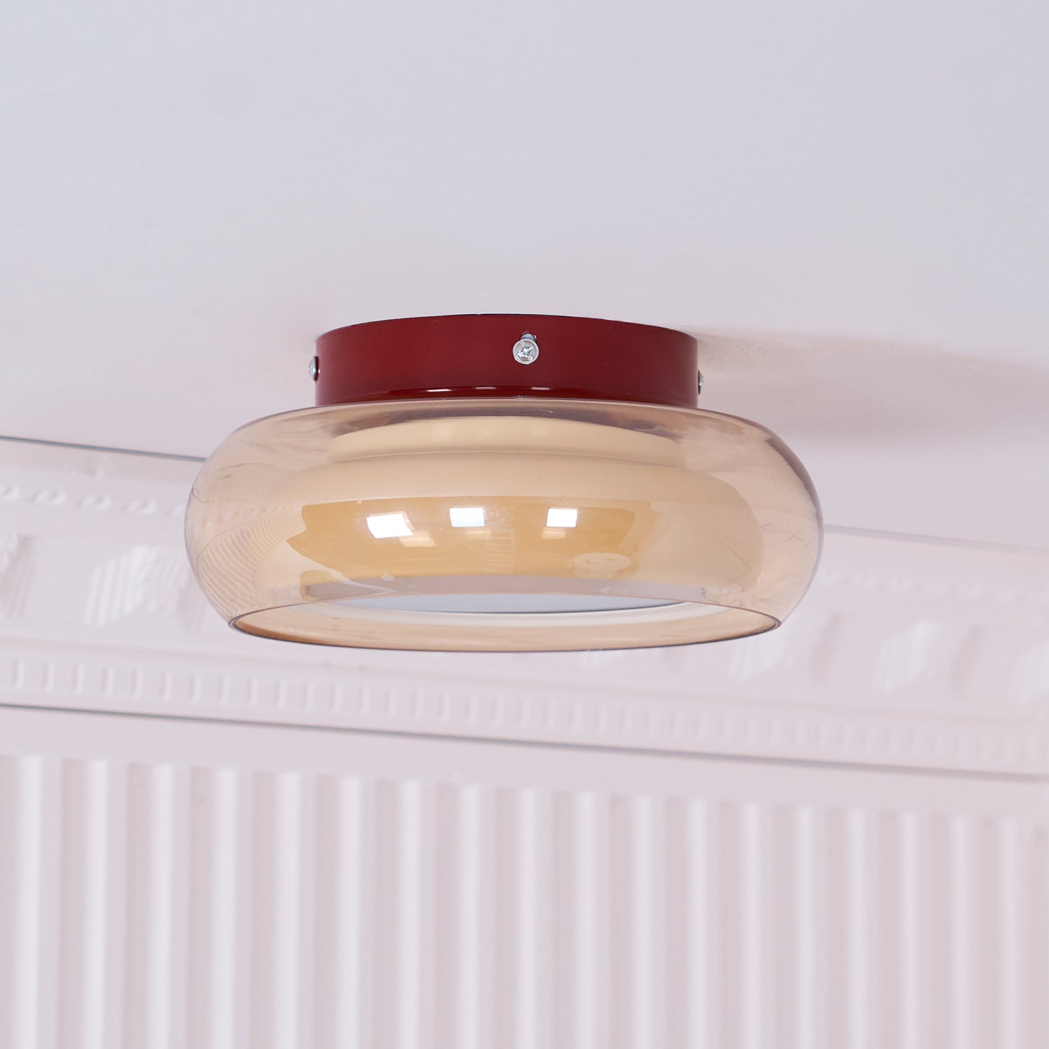 Červnové vintage stropní svítidlo se skleněným stínidlem a LED vestavěným osvětlením
