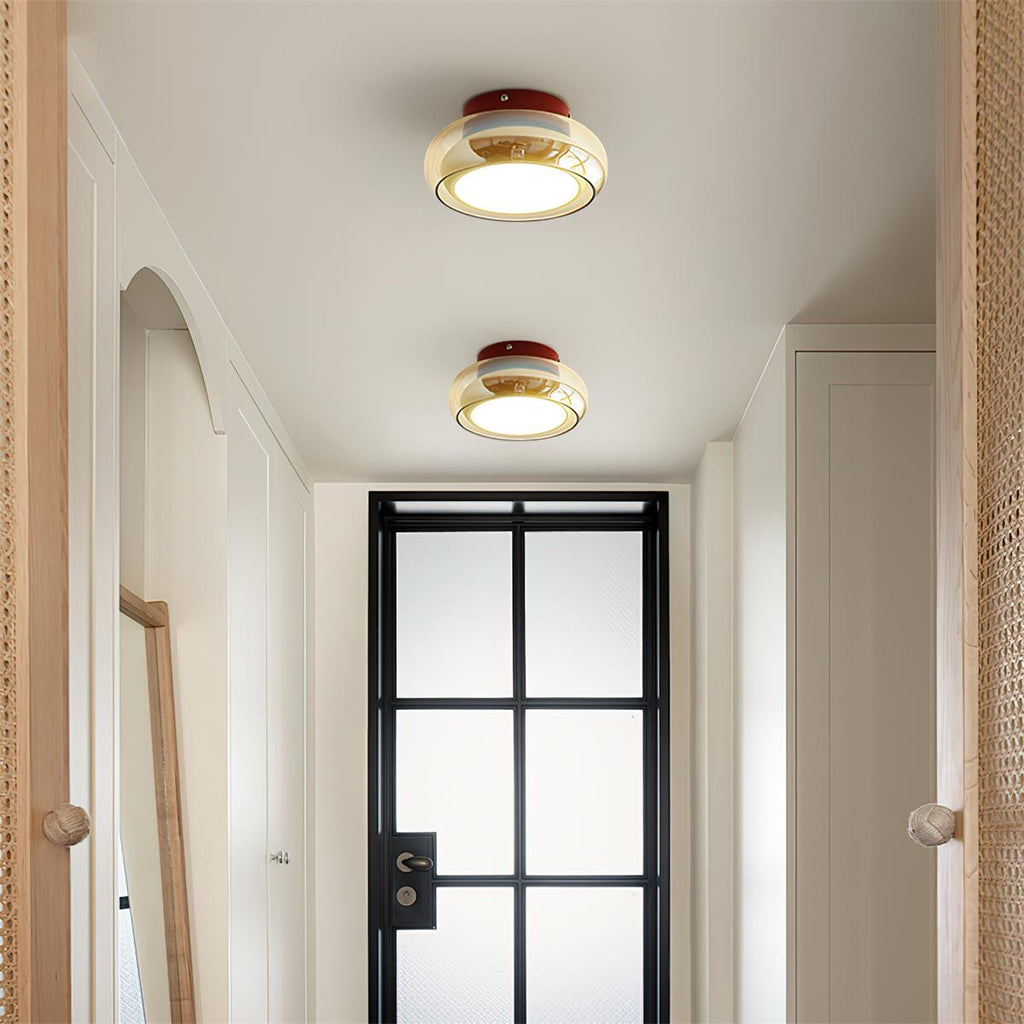 Lampada a soffitto in vetro per cognac con accento rosso e LED a tre colori per soggiorno o camera da letto