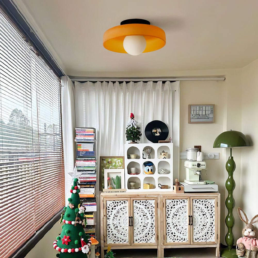 12-tommers rund glasskjerm taklampe med direkte montering | Rosalyssa