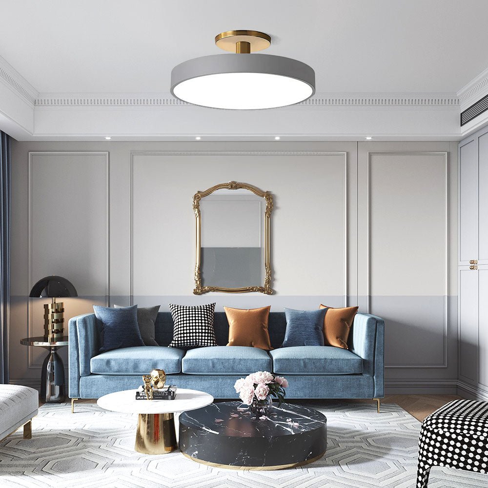 12-Inch Diameter Round Flush-Mount Ceiling Light With Metal Frame | Rosalyssa