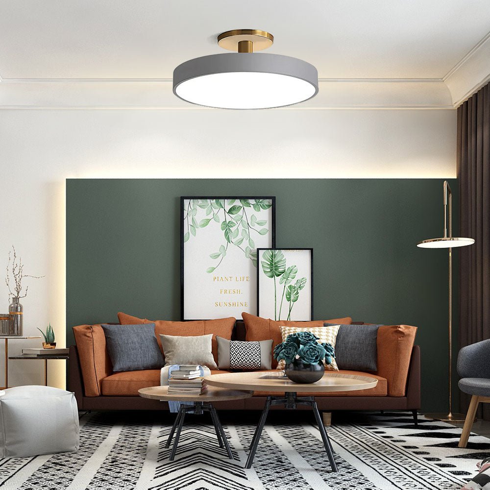 12-Inch Diameter Round Flush-Mount Ceiling Light With Metal Frame | Rosalyssa