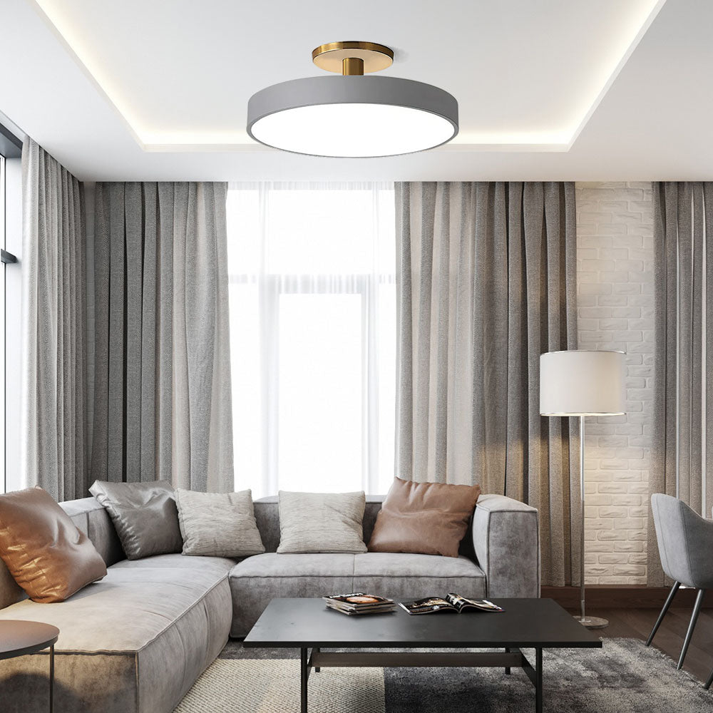 12-Inch Diameter Round Flush-Mount Ceiling Light With Metal Frame | Rosalyssa