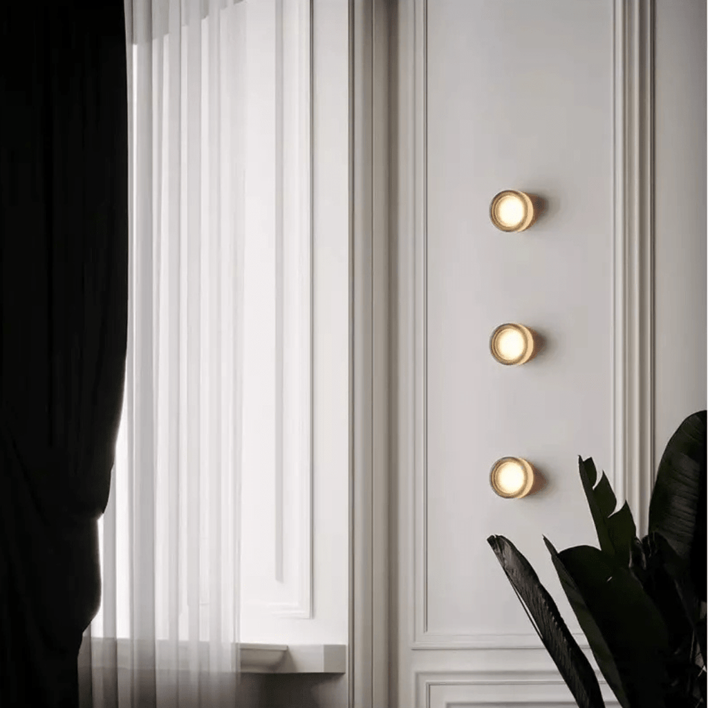 Applique da parete in vetro rotondo con LED, design a una luce | Rosalyssa