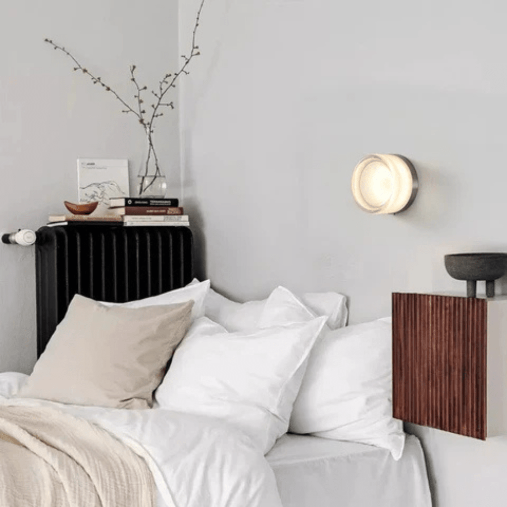 Applique da parete in vetro rotondo con LED, design a una luce | Rosalyssa