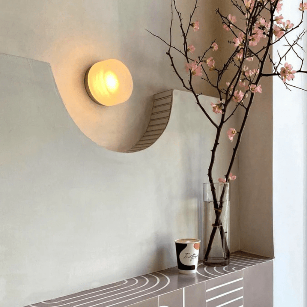 Applique da parete in vetro rotondo con LED, design a una luce | Rosalyssa