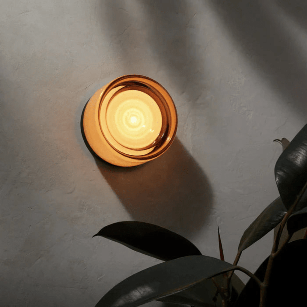 Applique da parete in vetro rotondo con LED, design a una luce | Rosalyssa