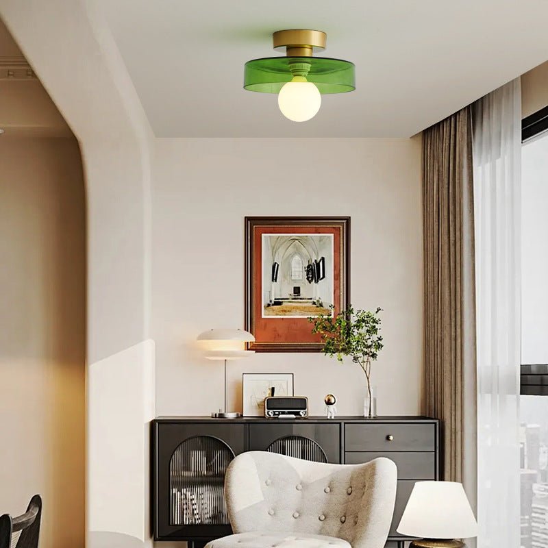 Ceiling Light Fixture With Round Glass Shade - 12 Inch Diameter | Rosalyssa