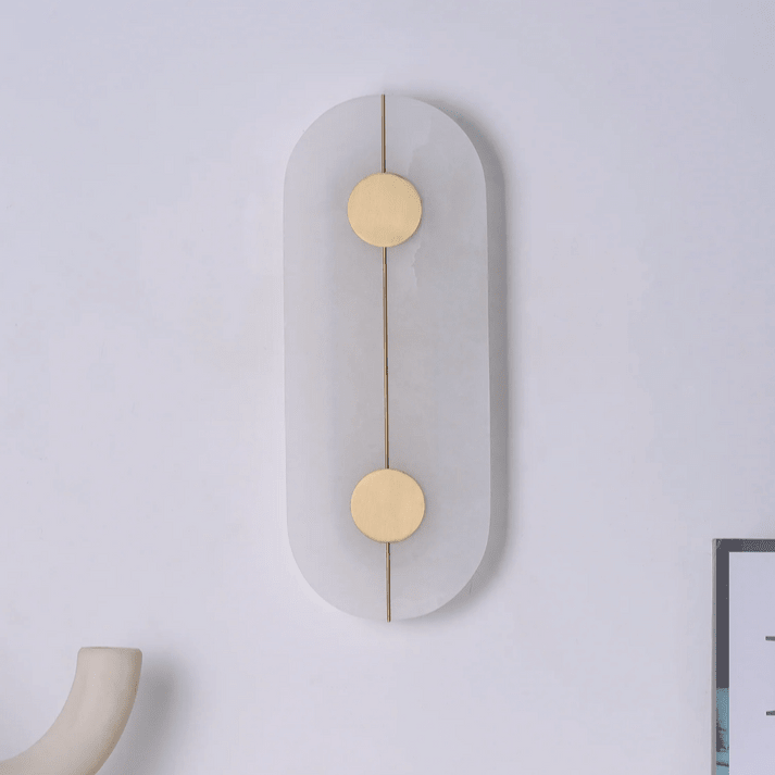 Rund LED-væglampe med marmoraccent, moderne nordisk stil | Rosalyssa