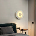 Rund LED-væglampe med marmoraccent, moderne nordisk stil | Rosalyssa