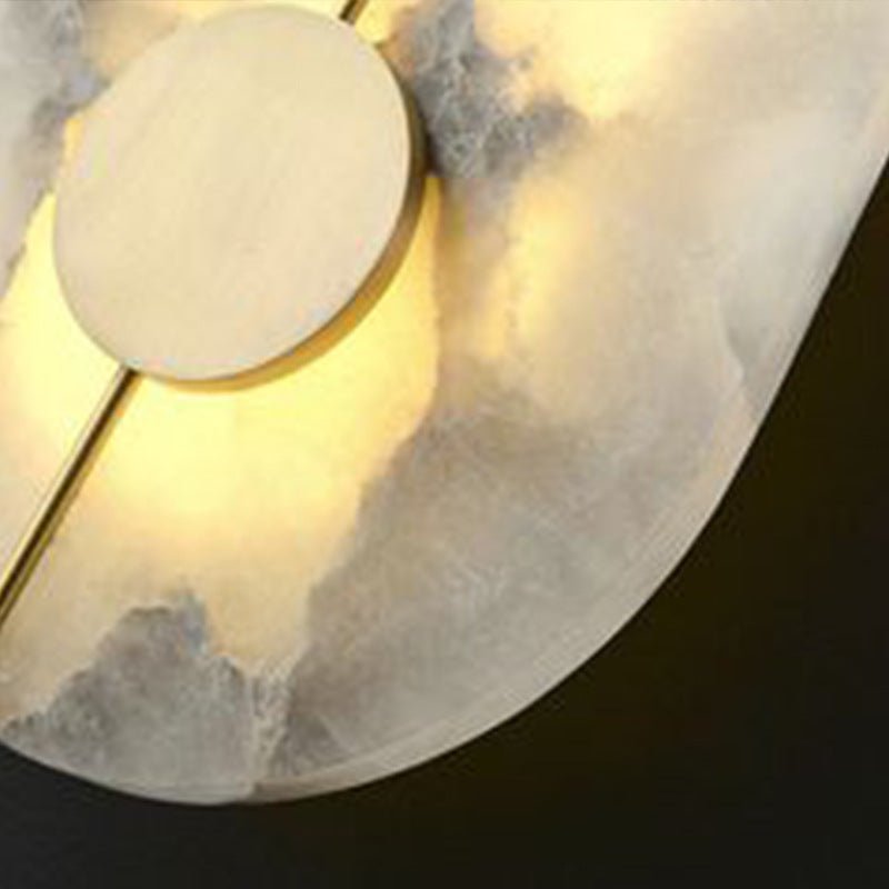 Rund LED-væglampe med marmoraccent, moderne nordisk stil | Rosalyssa