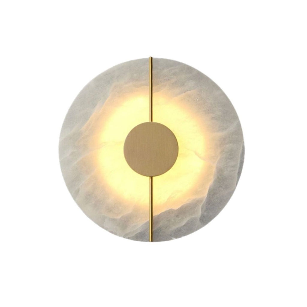 Rund LED-væglampe med marmoraccent, moderne nordisk stil | Rosalyssa