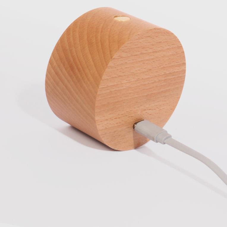 Rund træ LED-væglampe med minimalistisk design og enkelt lys | Rosalyssa