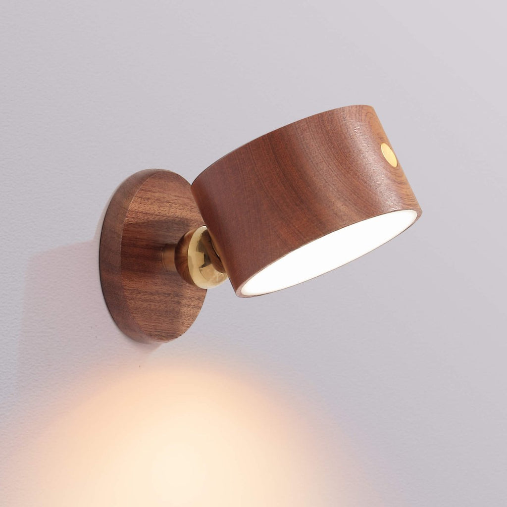 Rund træ LED-væglampe med minimalistisk design og enkelt lys | Rosalyssa