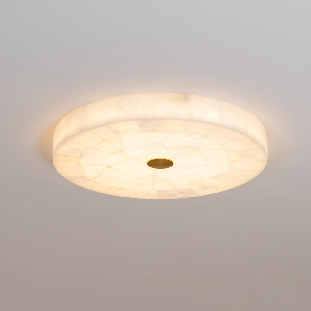Lámpara de techo LED de alabastro en blanco y dorado para sala de estar y pasillo