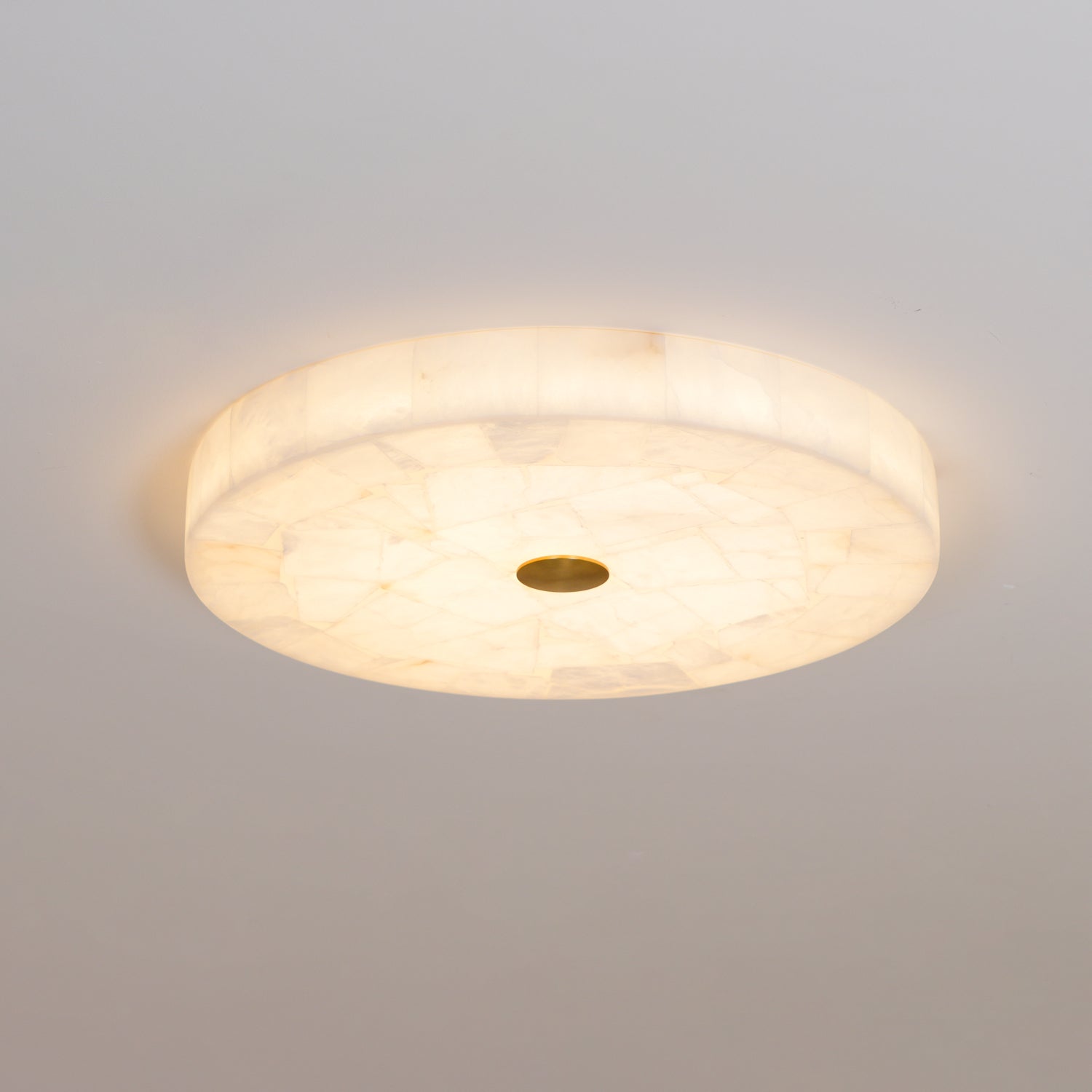 Lámpara de techo LED de alabastro en blanco y dorado para sala de estar y pasillo