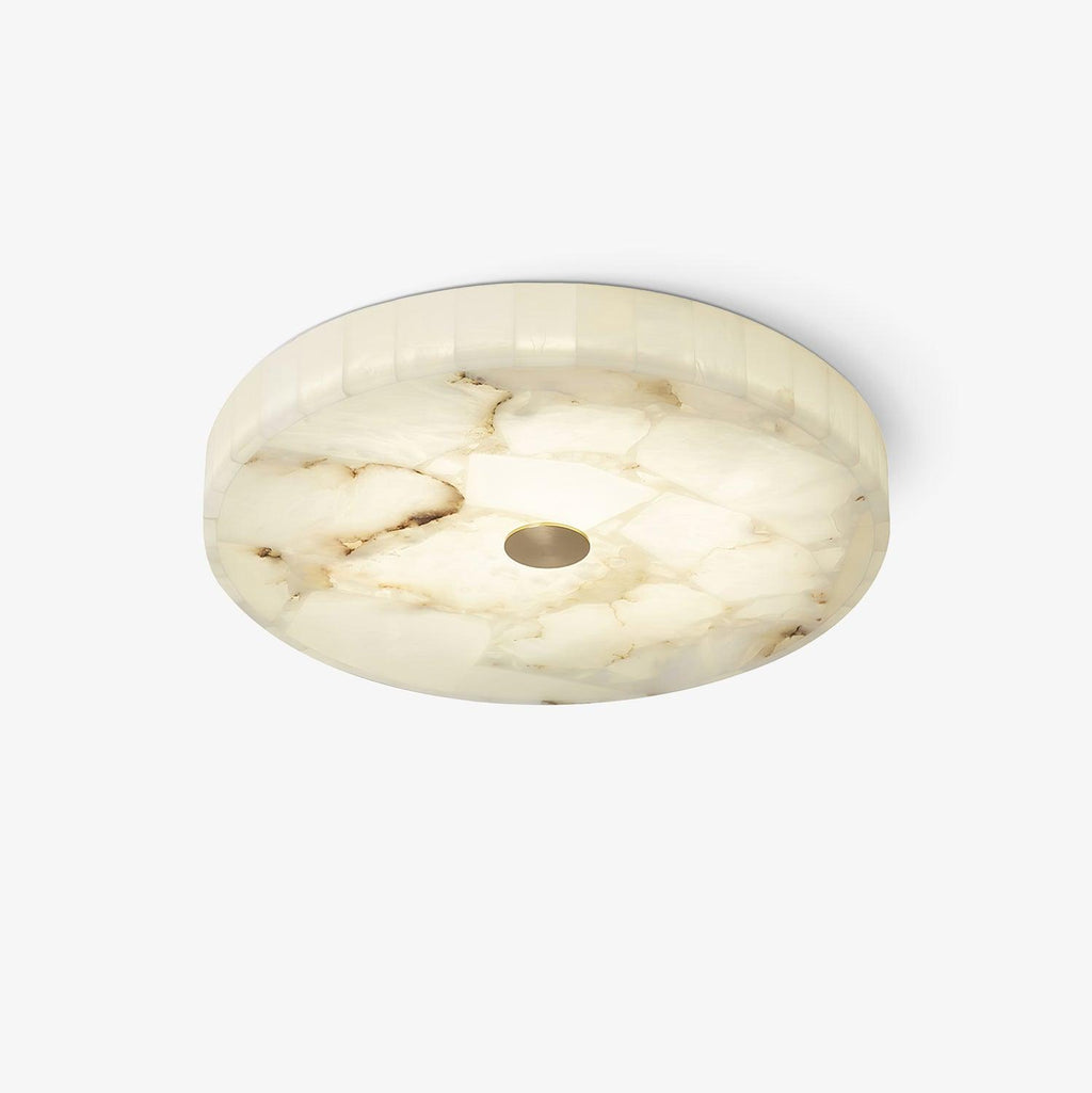 Lámpara de techo LED de alabastro en blanco y dorado para sala de estar y pasillo