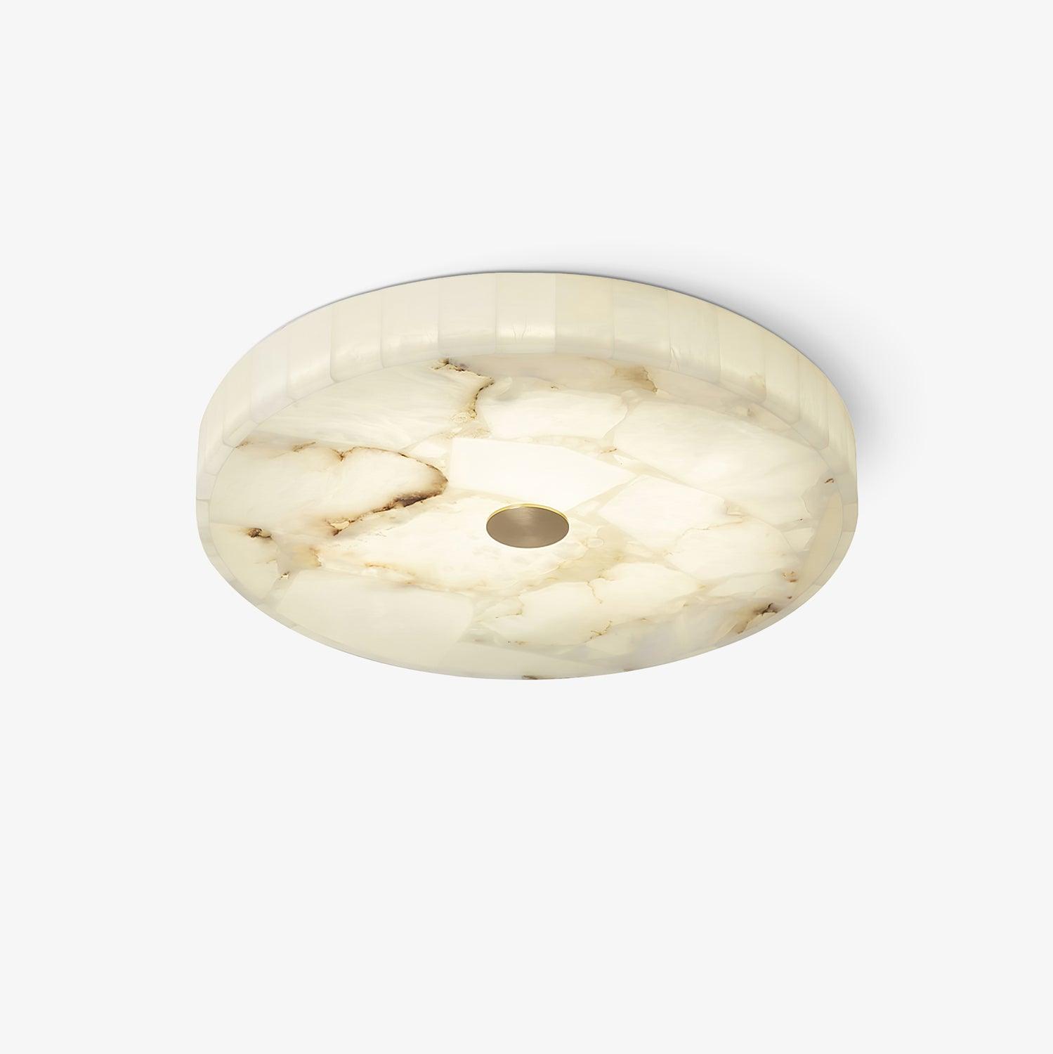 Lámpara de techo LED de alabastro en blanco y dorado para sala de estar y pasillo