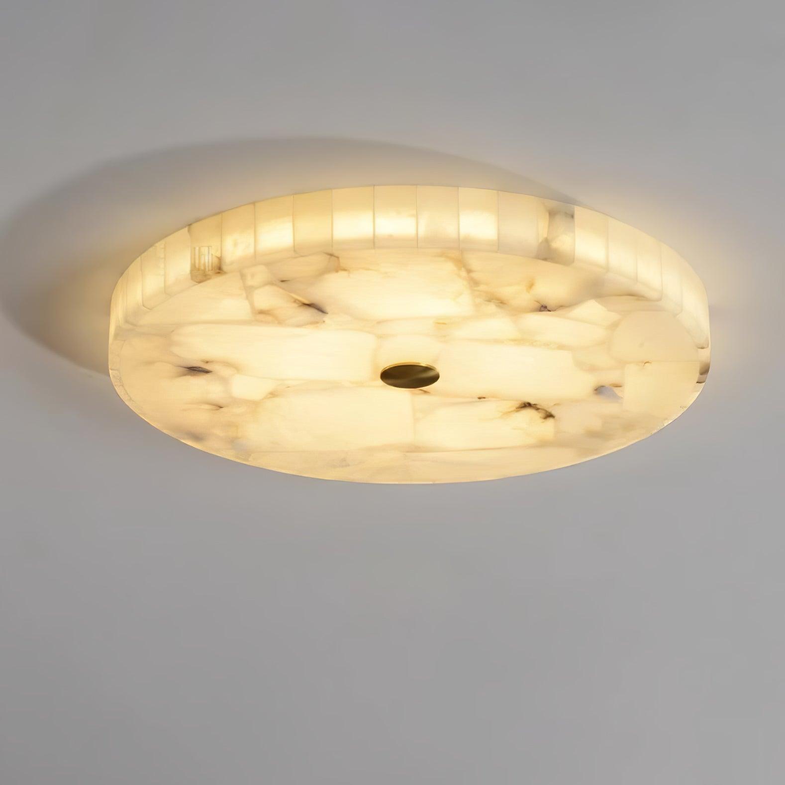 Lámpara de techo LED de alabastro en blanco y dorado para sala de estar y pasillo
