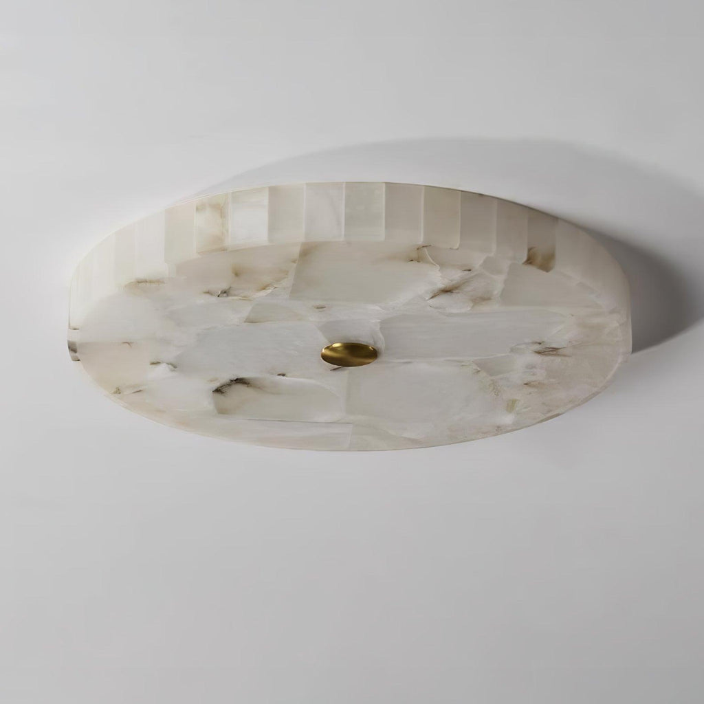 Lámpara de techo LED de alabastro en blanco y dorado para sala de estar y pasillo