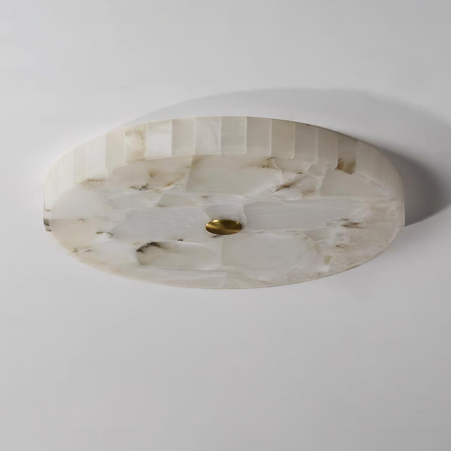 Lámpara de techo LED de alabastro en blanco y dorado para sala de estar y pasillo