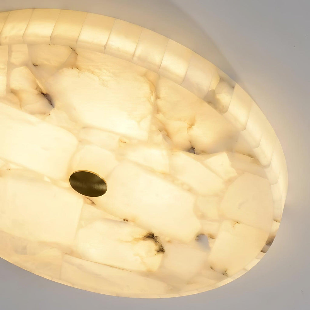 Lámpara de techo LED de alabastro en blanco y dorado para sala de estar y pasillo