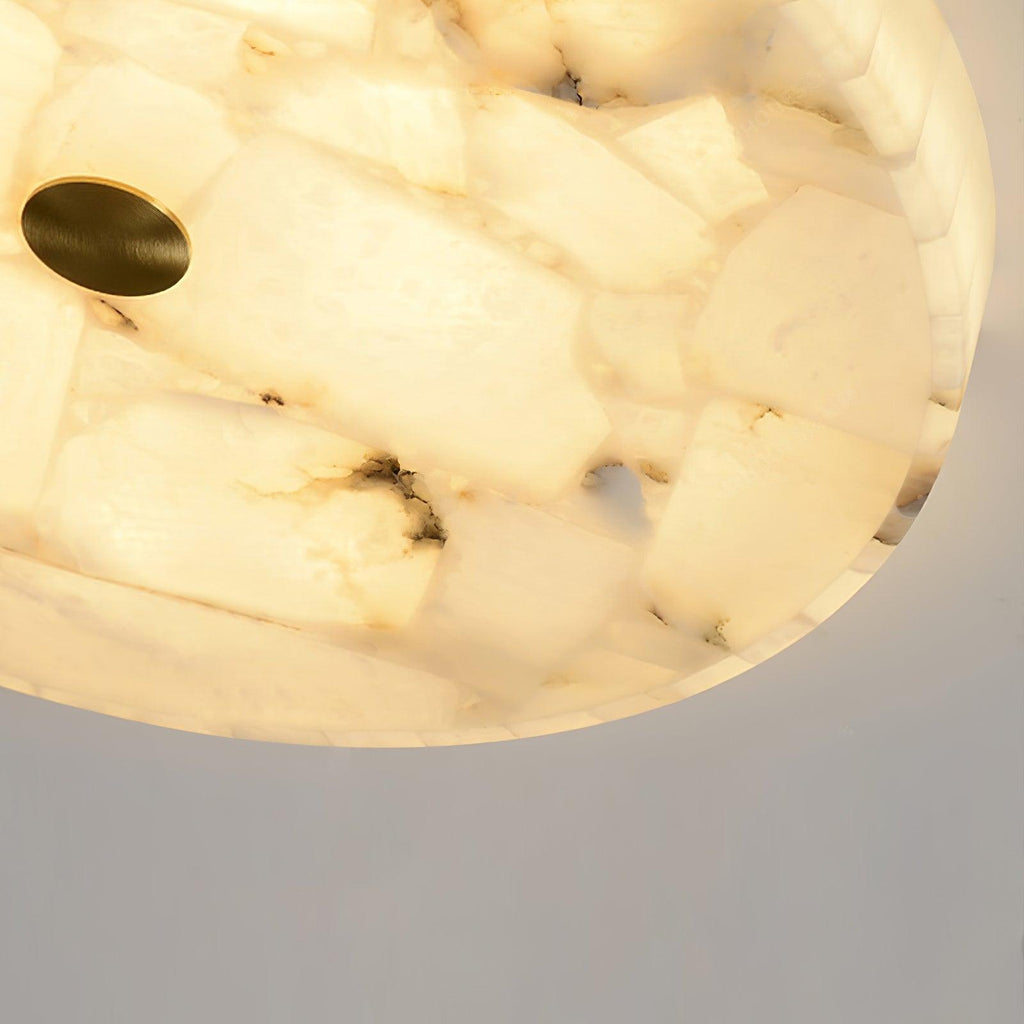Lámpara de techo LED de alabastro en blanco y dorado para sala de estar y pasillo