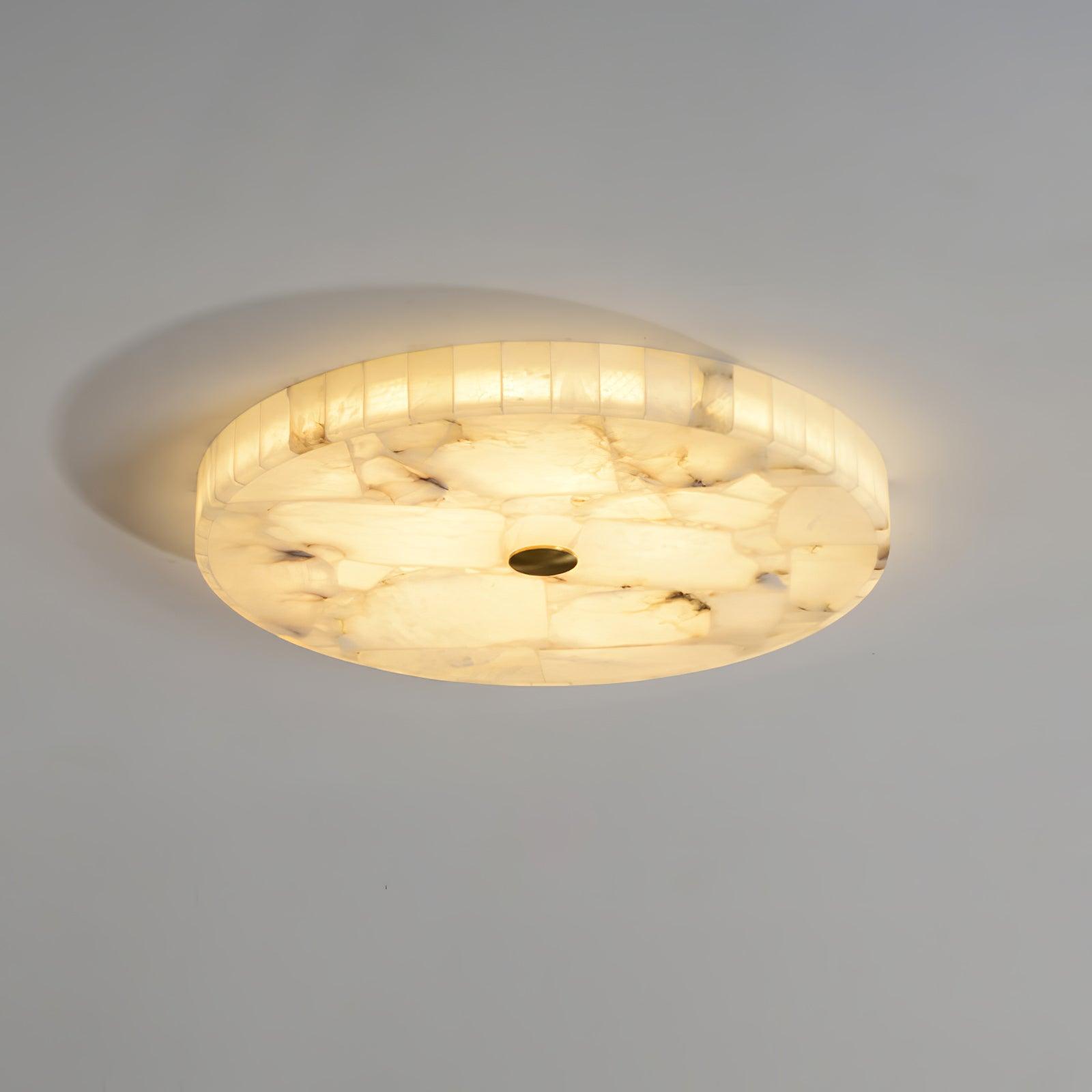 Lámpara de techo LED de alabastro en blanco y dorado para sala de estar y pasillo