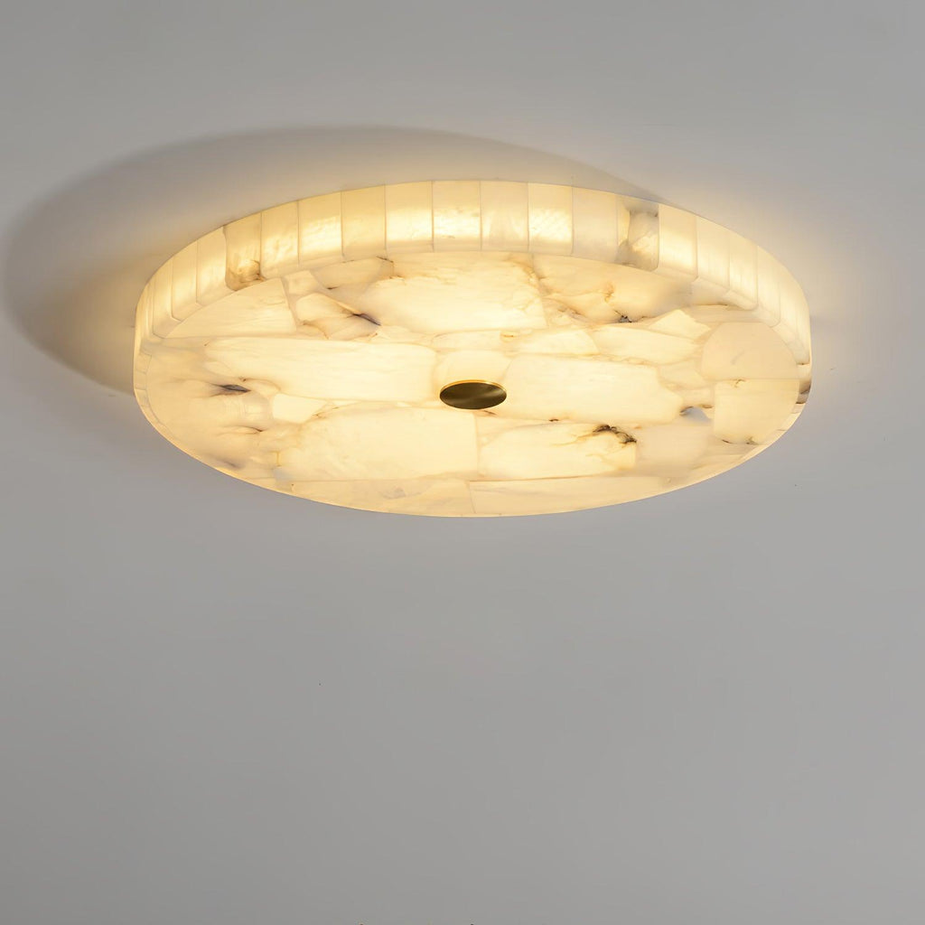 Lámpara de techo LED de alabastro en blanco y dorado para sala de estar y pasillo