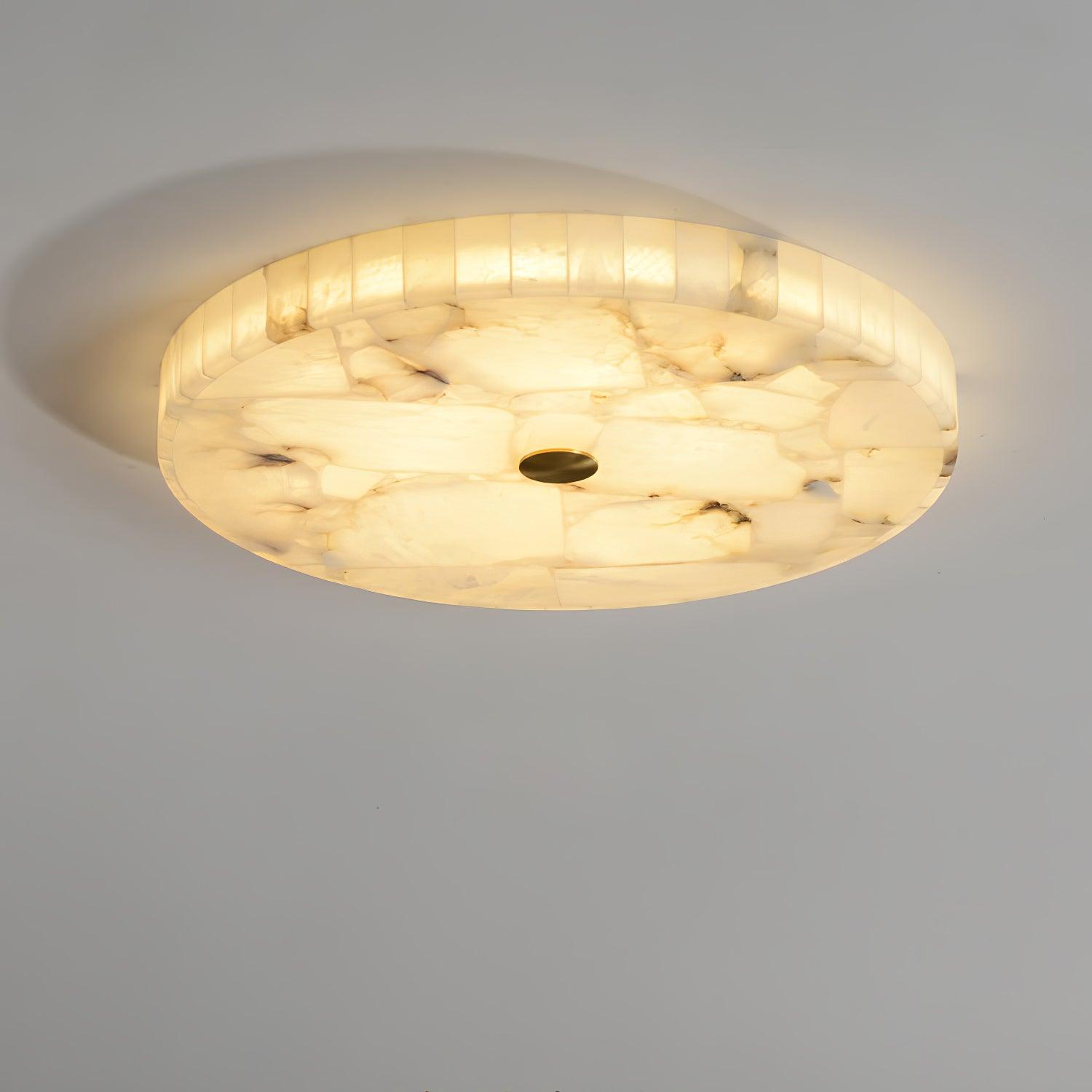 Lámpara de techo LED de alabastro en blanco y dorado para sala de estar y pasillo