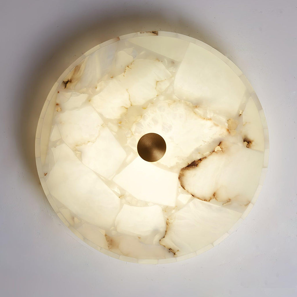 Lámpara de techo LED de alabastro en blanco y dorado para sala de estar y pasillo